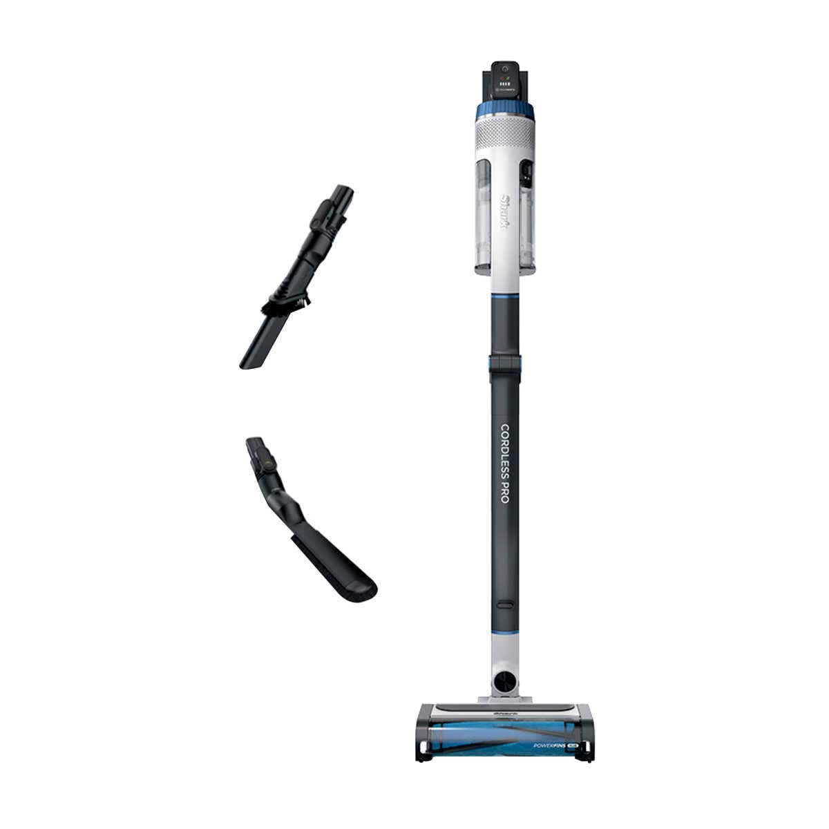 Shark UZ565H Pro Cordless Vacuum w/ Clean Sense IQ & MultiFLEX Technology, PowerFins Plus Brushroll, Duster Crevice Tool & Anti-Allergen Dusting Brush, Up to 40 Minute Runtime, White/Blue (Renewed)
