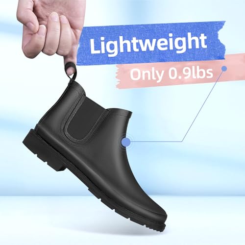 Women's Waterproof Chelsea Rain Boots - Lightweight Anti-Slip Ankle Boots for Outdoor, Garden & Work4