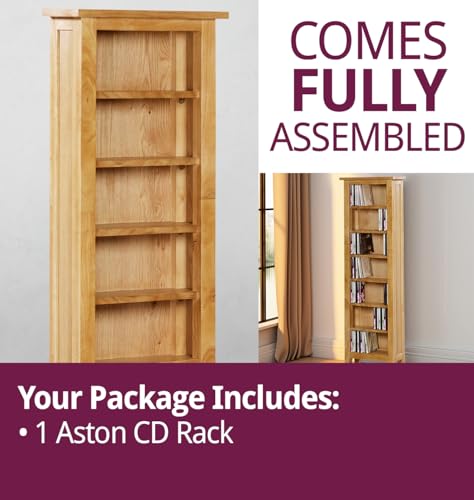 Hallowood Furniture Aston CD Storage Shelf Unit, 7-Tier Narrow CD Rack Tower, Solid Wooden Storage Unit for CDs, Books, Media, An Oak Furniture for Living Room, Bedroom & Office - Image 6