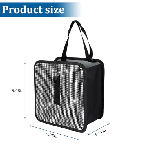 Image of BELOMI Car Foldable Trash Can, Bling Rhinestone Crystal Auto Hanging Waterproof Leakproof Garbage Bin, Vehicle Waste Basket Dustbin, Multipurpose Car Organizer Accessories for SUV Truck RV (White)