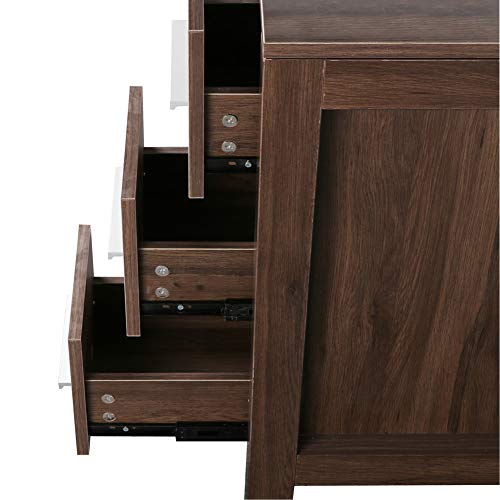 48\" Bathroom Vanity Cabinet Brown MDF Wood Vessel Sink Modern Design w/Mirror Faucet Drain - Thumbnail 6