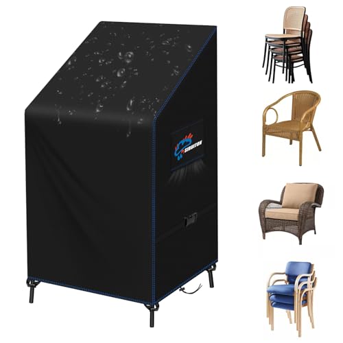 SIRUITON Garden Stacking Chair Cover Heavy Duty 420D Oxford Fabric Waterproof Breathable Tear Resistant Reclining Outdoor Garden Chair Cover -24 Months Warranty 68x96x110/150cm