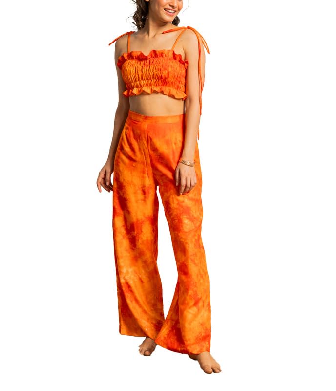 Womens Orange Tie & Dye Beachwear Set-image-29