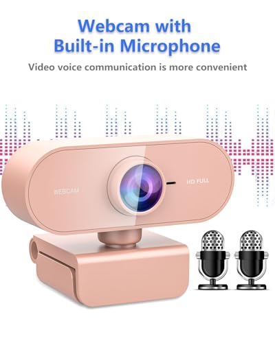 Image of Webcam for PC&1080P HD Web Cam,Webcam with Microphone,Stand for PC /MAC /Laptop /Desktop,Wide Angle Web Cameras for YouTube,Skype,Zoom,Xbox One,Video Calling,Studying Pink
