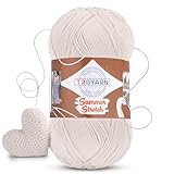 Troyarn Summer Stretch Acrylic Yarn for Crocheting - 1 Skein White Yarn Made from 100% Elastic Microfiber Acrylic for Knitting, 100gr 438 yds (114450 - Pearl)