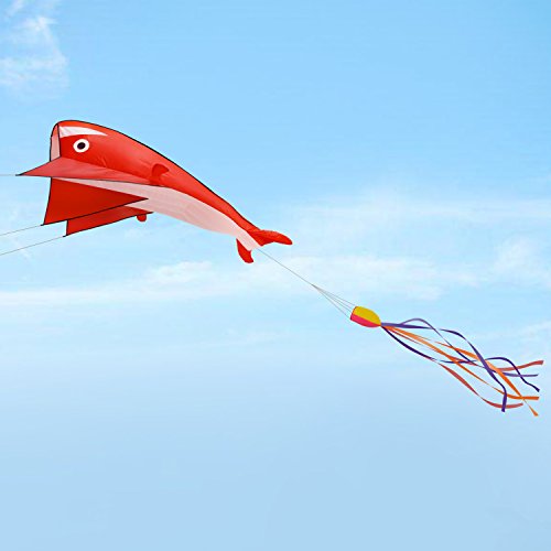 Image 3D Kite Large Red Dolphin Breeze Beach Kites With Huge Frameless Soft Parafoil Giant,Gift For Kids,Family #TOP2