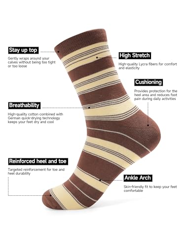 Men's Dress Socks Combed Cotton Anti Odor Quick Dry Moisture Wikcing Size 8-13 Crew Length2