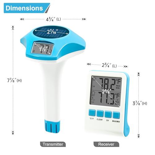 image for Circrane Solar Wireless Pool Thermometer, Easy Read Digital Floating T