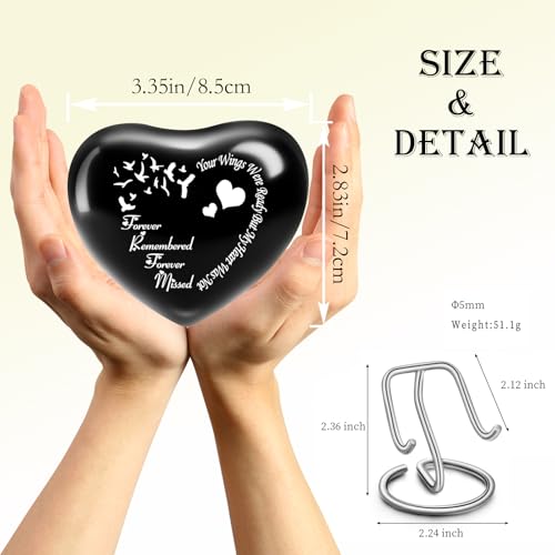 QGJNSGC Cat Urn Dog Animal Urn for Dogs Heart Shape (Black), Black Bird - Image 2
