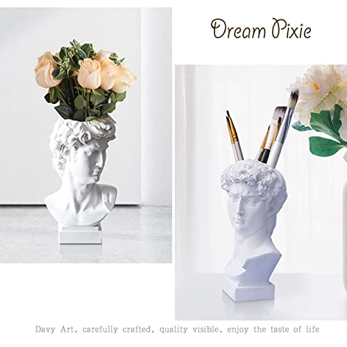Mirctri 6.5” Greek Statue Of David Vase, Indoor And Outdoor Resin Flower Pot, Sculpture Brush Holder Bust, Art Decoration Sculpture, Suitable For Home And Garden, Cosmetic Pen Holder Home Decoration #TOP2