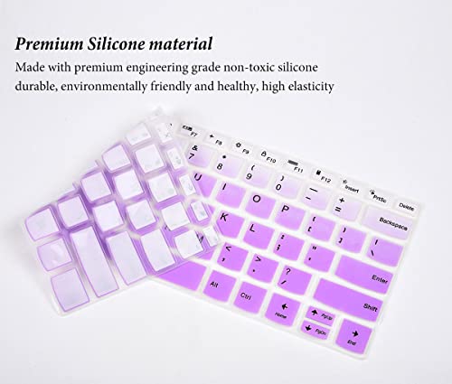 Image of CASEDAO Keyboard Cover for Lenovo Laptops - Gradual Purple, Silicone, Stain-Resistant, Fits US Layout 14 inch Laptops