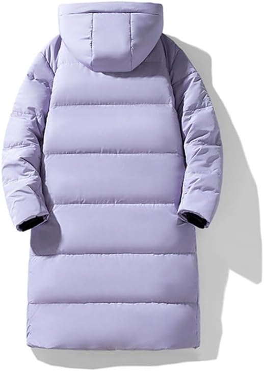 Men's White Duck Down Long Casual Winter Warm Women's Thick Hooded Coat
