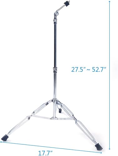Miniatura 4 de Soporte de platillos de pluma de doble soporte altura ajustable de 27.5 a 52.7 pulgadas, patas de doble refuerzo resistente, soporte de pluma de