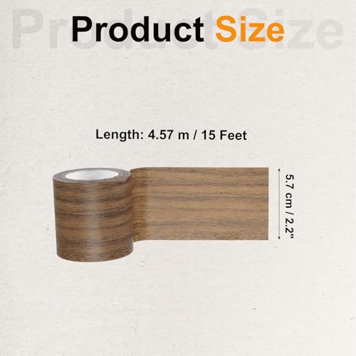 Image of PATIKIL Wood Grain Tape 2.2 inch x 15 Ft, Self-Adhesive Wood Texture Repair Tape Realistic Wood Effect Contact Paper Patch for Furniture Cabinets Floor Walls Home Decoration, Dark Brown Oak