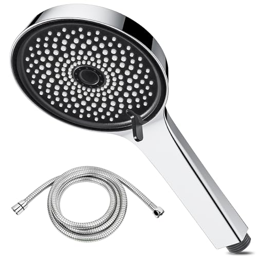dothnix Duschkopf mit Schlauch1,5 m, 120 mm großer Duschkopf mit 5 Sprühmodi, leistungsstarker Handbrause-Hochdruckduschkopf für niedrigen Wasserdruck