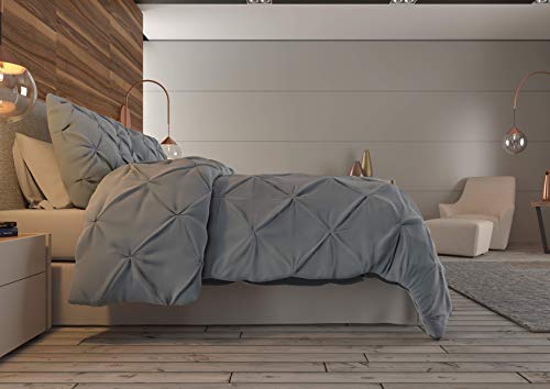 Image of Nestl King Comforter Set Pinch Pleat Comforter, Bedding Comforter Sets, Comforter Set for King Bed, Pintuck Comforter Set King /Cal King Size, Down Comforter with 2 Pillow Shams, 3-Piece - Ice Blue