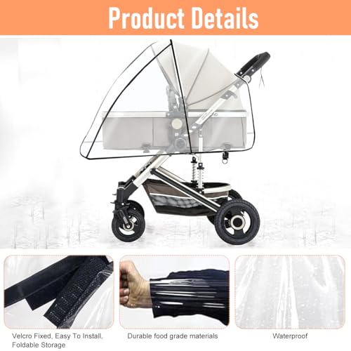Image of SNOWIE SOFT Clear Cover for Baby Stroller Rain Cover Windproof Leakingproof EVA Shield Cover Outdoor Stroller Rain Cover Universal Baby Stroller Shield Dust Protective Cover for All Season