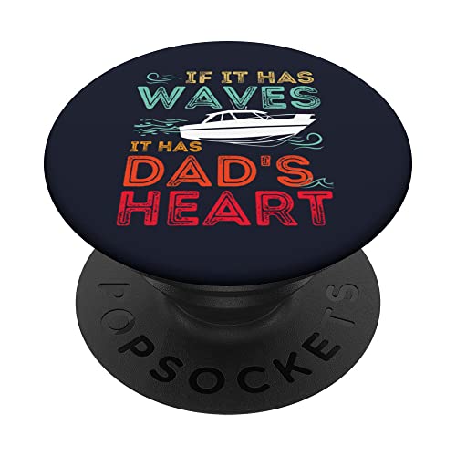 Motor Boating Funny Boaters Dad Boat Captain Retro Vintage PopSockets Swappable PopGrip