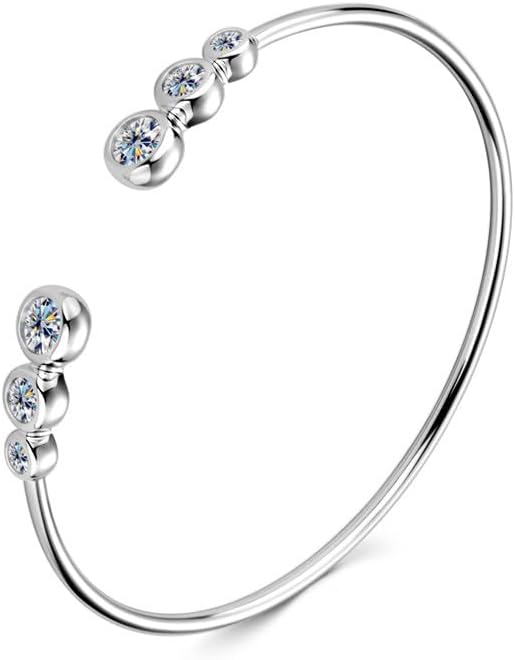 Moissanite Cuff Bangle, 1.8cttw D Color Lab Created Diamond Bracelet fit 7" Below Wrist, 18K Gold Plated Sterling Silver Bangle for Women or Girlfriend Birthday Gifts