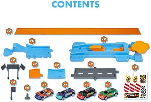 Mean Streets Double Track Racing  Includes Multiple Racetrack & Stunt Set-Ups  Includes 4 Racing Cars and 40 Racetrack Accessories  Racing Car Set For Boys 5+