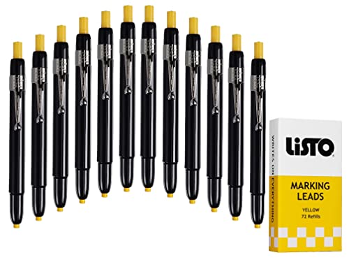 Bundle Of Listo 1620 Marking Pencil/Grease Pencils/China Marking Pencils/Wax Pencils - Yellow, Box Of 12 With 72 Refills #TOP16