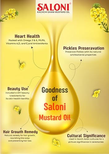 Image of Saloni Mustard Oil 1 LTR bottle - Pure Kachchi Ghani Mustard Oil