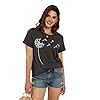Cicy Bell Women's Dandelion Print T Shirts Cute Graphic Short Sleeve Shirt Crew Neck Cotton Tees Summer Tops Dark Grey XL #1