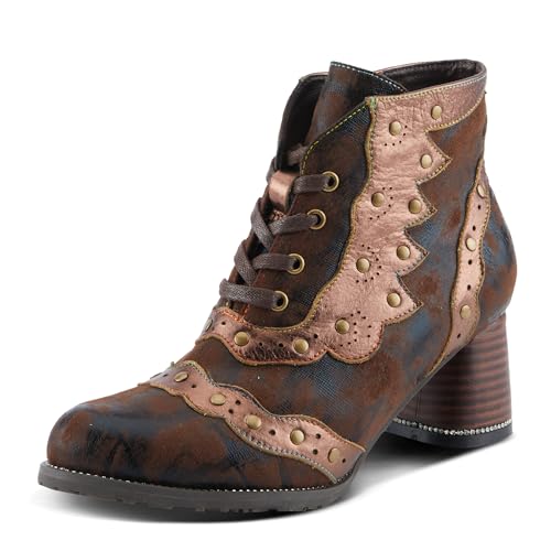Spring Step L'Artiste Haisley Women's Glamorous Bootie - Crystals & Metallic Studs, Eye-Catching Lace-Up Ankle Boots