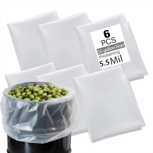 6 pack 55 gallon drum liners clear heavy plastic drum liner for Food storage vegetable pickling