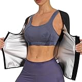 Vuirrm Sauna Shirt for Women, Women's Sweatshirts, Slimming Burn Fat Tummy Control Corset Workout Top Long Sleeve with Zipper,3XL,Black