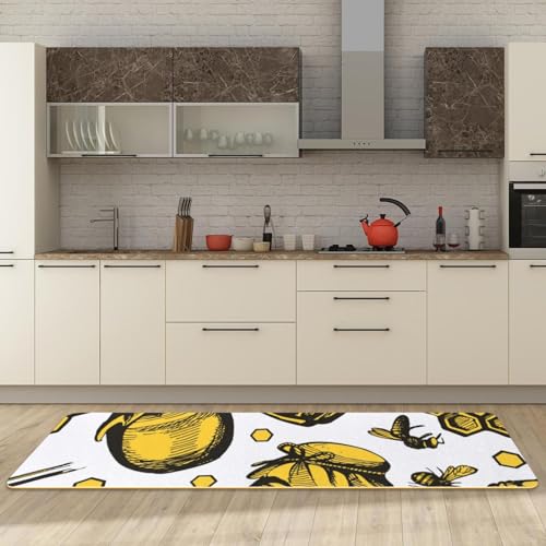 Tapetes de cocina con estampado de abejas amarillas, pack de 2 unidades 3