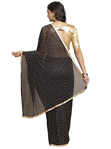 Image of AKHILAM Women's Pure Chiffon Saree with Blouse Piece