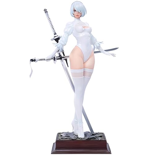 MABAIUDE 2B Figure 2B Statue - 28cm 2Byorha Figure Model Heads and Accessories Replaceable, 1/6 Scale Desktop Decoration Collectible Figurine Gifts for Fans