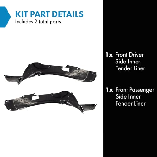 Image of TRQ Front Driver and Passenger Side Inner Fender Liner Set Compatible with 2012-2015 Kia Rio