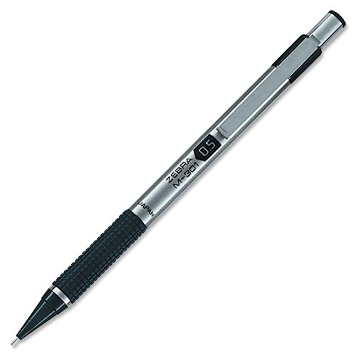Zebra Pen M-301 Mechanical Pencil, Stainless Steel Barrel, Fine Point, 0.5mm, Black Grip, 1-Pack (54011)