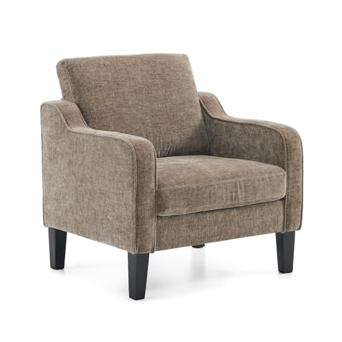 Bonnlo Sillón de Salón, Butaca Moderna para Sala de Estar, Sofá Individual con Cojín Grueso y Patas de Madera, Sillón Individual Cómodo, para Salón, Oficina y Dormitorio, Avena