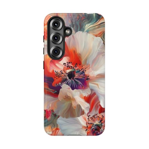 Coque rigide Samsung S25 fleurie rouge évite rayures et traces de doigts