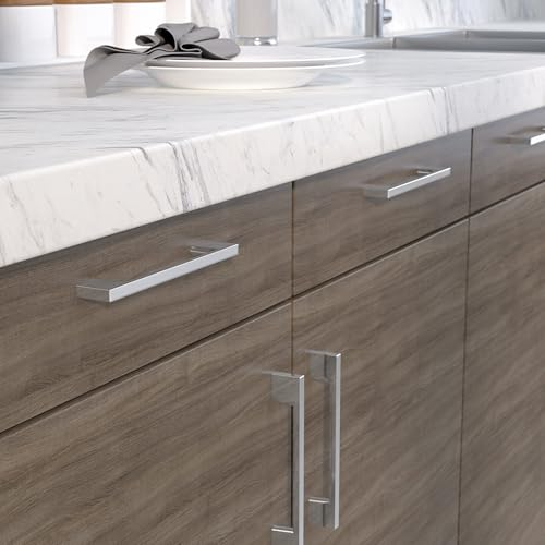 Image of Richelieu Hardware BP8160128140 Armadale Collection 5 1 /16-inch (128 mm) Center-to-Center Chrome Modern Cabinet and Drawer Pull Handle for Kitchen, Bathroom, and Furniture
