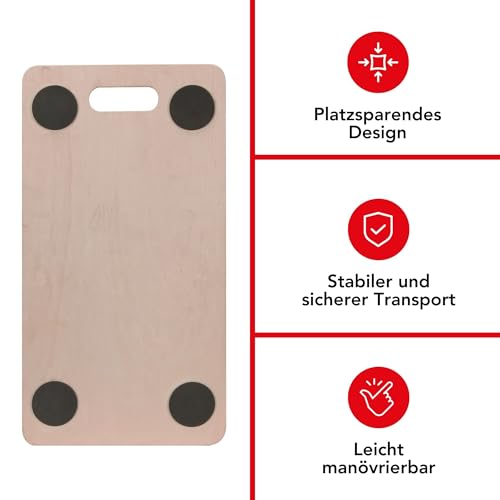 TOOLLAND - QT106 Sperrholz Transport-Roller, 150 kg Maximal Tragkraft, 56 cm Länge x 30 cm Breite 175678