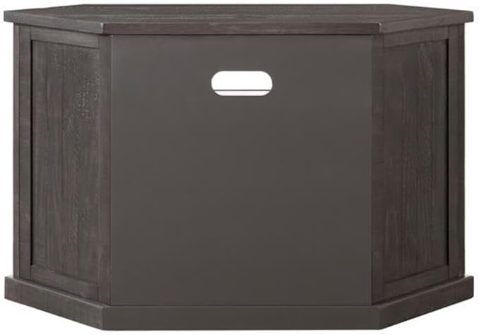 BOWERY HILL Rustic Corner Solid Wood TV Stand, 50 in, Gray Finish, New Zealand Pine Construction, Fits Up to 55 in TVs, Space-Saving Design with Open Cubby and Cabinet Storage for Living Room Use image 7