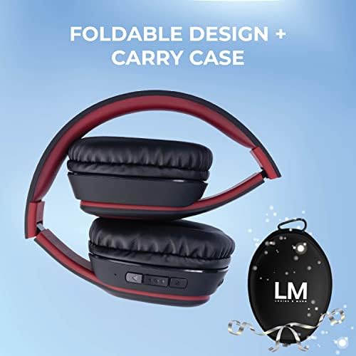 Bluetooth Wireless Headphones Over-Ear, Louise&Mann Bluetooth Headphones Foldable, Wired & Wireless Headset with Built-in Mic, Huge Playtime, Soft Foam Earmuffs and Carry Case for Cell Phones, PC, TV