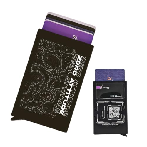 Image of Zip-Tap NFC Digital Contact Sharing Wallet Black Metal Laser Engraved Cyberpunk Design with Software RFID Blocking Aluminum Slim Front Pocket (Zero)