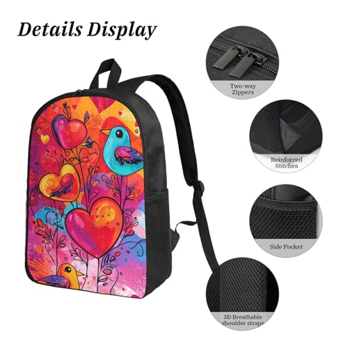 Cartoon Heart Cute Valentine's Decor Backpacks 3 Pcs Casual Multifunction Backpack with Fun Graphic Cartoon Print for Travel Work4