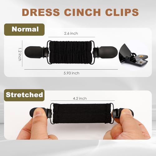 Image of 3PCS Dress Back Cinch - Adjustable Elastic Shawl Clips, Scarf & Cardigan Collar Clips for Tightening Dress, Sweaters, Shawls, Black
