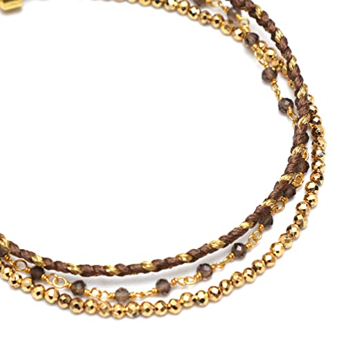 Natural 3 Layered Beads Bracelet, Faceted Beads, Energy Healing Crystals, Birthday, Gift for Her, Gemstone Jewelry 8 inch AAA+ Quality2