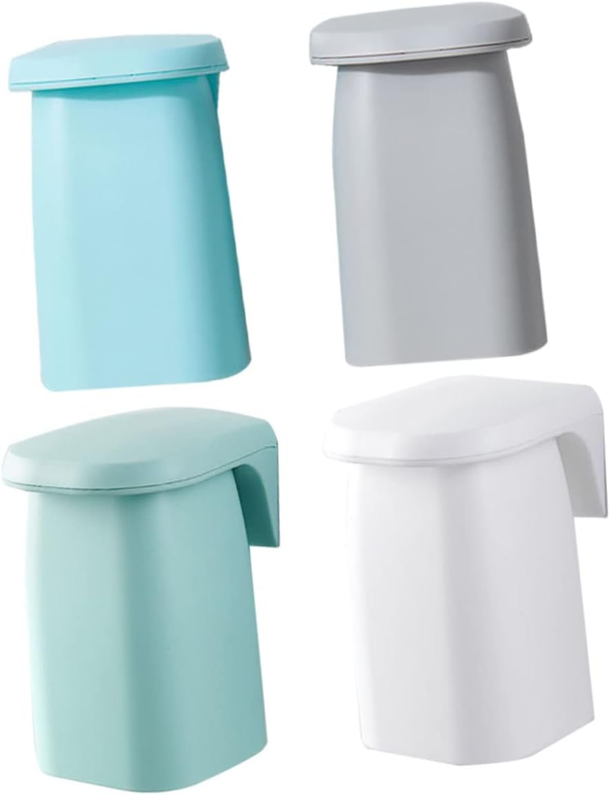 4pcs Wall-Mounted Magnetic Toothbrush Cup Set Non-Marking Toothbrush Holder for Bathroom Elegant and Functional Design Green Blue White and Gray