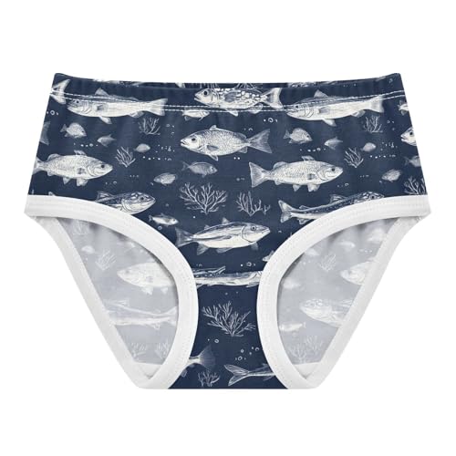 Girls Underwear Soft Cotton Fish Kids Panties in Sizes 2/3t, 4t, 5t, 6 and 8