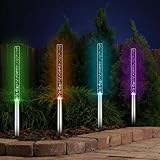 IJG Solar RGB Pathway Lights, 4 Pack Acrylic Decorative Garden Lights, Bright LED Waterproof Landscape Lighting for Pathway, Patio, and Yard
