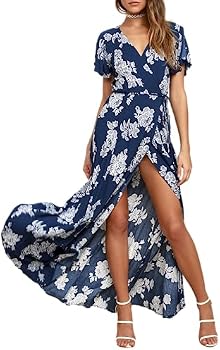 Lulus Women's Heart of Marigold Wrap Maxi Dress (as1, Alpha, x_s, Regular, Regular, Navy Blue Floral Print), Navy Blue Floral Print, XS : Buy Online at Best Price in KSA