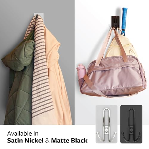 Image of 3M Command XL Matte Black Triple Metal Premium Hook, Holds 4.5 kg, no Paint Damage, Heavy Duty, Holds Strongly, Reusable, Adhesive hooks for wall, Multi-surface, Hanging for Coats, Bags & Accessories (1 Hook, 3 strips)